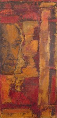<b>Réflexion le bilan</b><br>20.5x50.5cm (8.07x19.88 in)<br>Huile et collage / toile<br>Oil and bonding / canvas<br><br>$Vendu<br>2004