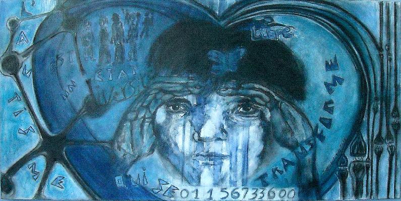 <b>Concevoir autrement</b><br>60.96x121.92cm (24.00x48.00 in)<br>Pastel et fusain sur toile<br>Pastel and charcoal on canvas<br><br>$800<br>2016/3