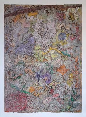 <b>Symbiose en éclosion</b><br>45.72x60.96cm (18.00x24.00 in)<br>Technique mixte et matériaux composites<br>Mixed technique and composite materials<br><br>$500<br>2026/4/11