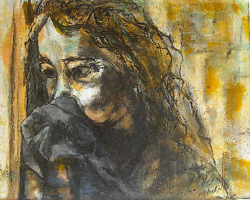 <b>Tristesse</b><br>56.43x18cm (22.22x7.09 in)<br>technique mixte sur papier<br>Mixed technique on paper<br><br>$Vendu<br>2015/5