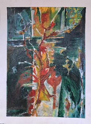 <b>Vibratile d'automne</b><br>45.5x60.96cm (17.91x24.00 in)<br>Collage acrylique sur papier<br>Acrylic bonding on paper<br><br>$450<br>2021/11