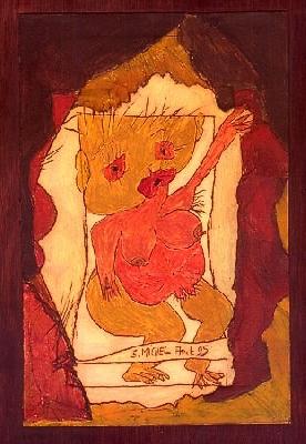<b>Friande</b><br>26x30cm (10.24x11.81 in)<br>Huile et collage / papier / bois<br>Oil and bonding / paper / wood<br><br>$250<br>1995/8