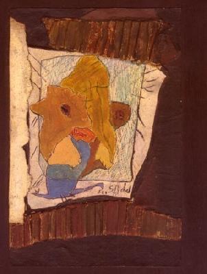 <b>Arlequin</b><br>24x27cm (9.45x10.63 in)<br>Huile et collage / papier / bois<br>Oil and bonding / paper / wood<br><br>$250<br>1995/2
