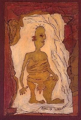 <b>Badigeonneur</b><br>26x30cm (10.24x11.81 in)<br>Huile et collage / papier / bois<br>Oil and bonding / paper / wood<br><br>$250<br>1995/7