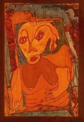 <b>Intense</b><br>26x30cm (10.24x11.81 in)<br>Huile et collage / papier / bois<br>Oil and bonding / paper / wood<br><br>$250<br>1996/4