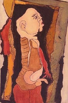 <b>Le flamand</b><br>32x37cm (12.60x14.57 in)<br>Huile et collage / papier / bois<br>Oil and bonding / paper / wood<br><br>$300<br>1996/5