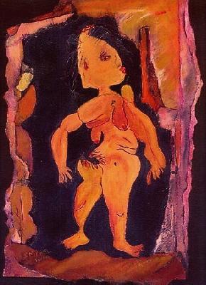 <b>La siffleuse</b><br>32.5x40cm (12.80x15.75 in)<br>Huile et collage / papier / bois<br>Oil and bonding / paper / wood<br><br>$300<br>1994