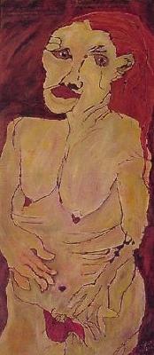 <b>Femme</b><br>50.5x115cm (19.88x45.28 in)<br>Huile et collage / papier / bois<br>Oil and bonding / paper / wood<br><br>$750<br>2002