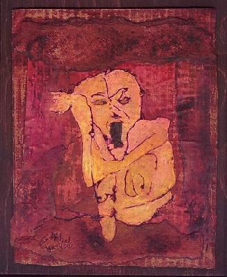<b>Génération future</b><br>20.5x24cm (8.07x9.45 in)<br>Huile et collage / papier / bois<br>Oil and bonding / paper / wood<br><br>$250<br>2002/3