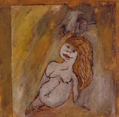 <b>Sirène</b><br>20x20cm (7.87x7.87 in)<br>Huile et collage / papier / toile<br>Oil and bonding / paper / canvas<br><br>$Vendu<br>2004