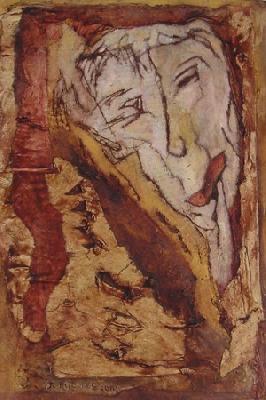 <b>Miroir II</b><br>20x30cm (7.87x11.81 in)<br>Huile et collage / papier / bois<br>Oil and bonding / paper / wood<br><br>$200<br>2005