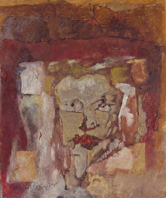 <b>Absence</b><br>25x30cm (9.84x11.81 in)<br>Huile et collage / papier / toile<br>Oil and bonding / paper / canvas<br><br>$215<br>2004