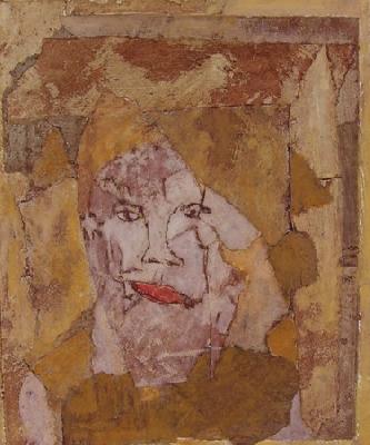 <b>Homme 2</b><br>25x30cm (9.84x11.81 in)<br>Huile et collage / papier / toile<br>Oil and bonding / paper / canvas<br><br>$215<br>2004