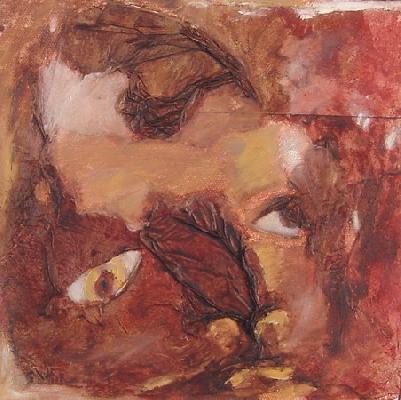 <b>Espoir</b><br>20x20cm (7.87x7.87 in)<br>Huile et collage / papier / toile<br>Oil and bonding / paper / canvas<br><br>$130<br>2006