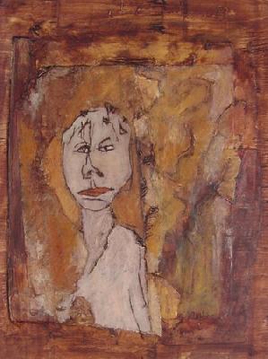 <b>Rêverie</b><br>30x40cm (11.81x15.75 in)<br>Huile et collage / papier / bois<br>Oil and bonding / paper / wood<br><br>$325<br>2004