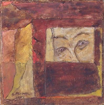 <b>Regard abstrait</b><br>20x20cm (7.87x7.87 in)<br>Huile et collage / papier / toile<br>Oil and bonding / paper / canvas<br><br>$200<br>2004
