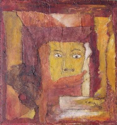 <b>Passer sous silence</b><br>38x40.5cm (14.96x15.94 in)<br>Huile et collage / papier / bois<br>Oil and bonding / paper / wood<br><br>$350<br>2004