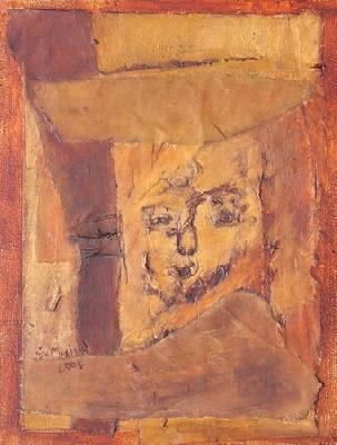 <b>Nourrisson des Muses</b><br>17.5x22.5cm (6.89x8.86 in)<br>Huile et collage / papier / toile<br>Oil and bonding / paper / canvas<br><br>$Vendu<br>2004