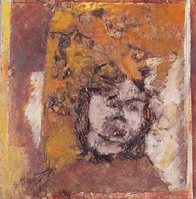 <b>Petite fille oubliée</b><br>15x15cm (5.91x5.91 in)<br>Huile et collage / carton<br>Oil and bonding / cardboard<br><br>$150<br>2004