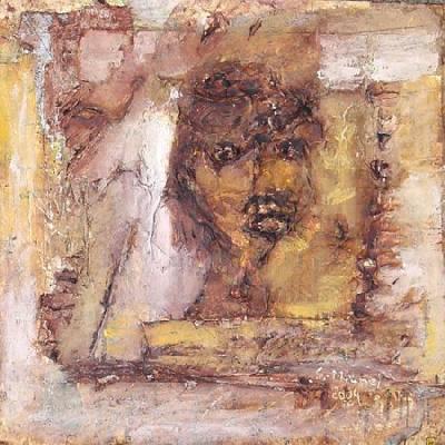<b>Jeune femme</b><br>15x15cm (5.91x5.91 in)<br>Huile et collage / carton<br>Oil and bonding / cardboard<br><br>$120<br>2004