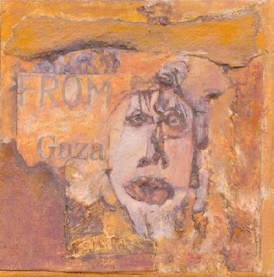 <b>From Gaza</b><br>15x15cm (5.91x5.91 in)<br>Huile et collage / bois<br>Oil and bonding / wood<br><br>$120<br>2004